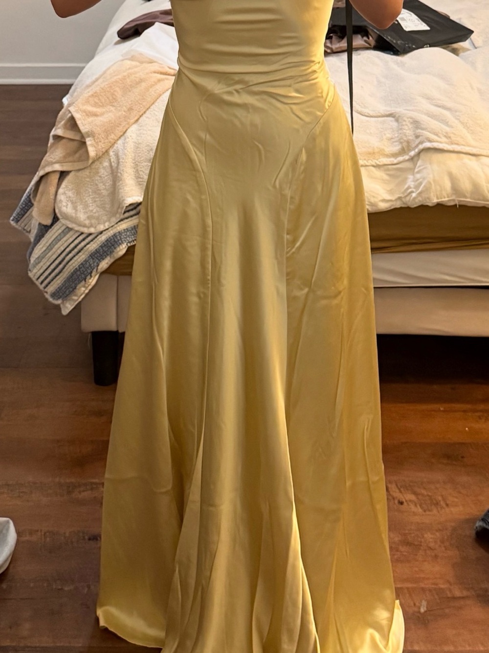 Satin Cowl Neck Maxi Dress in Pale Yellow - Picture 3 of 3